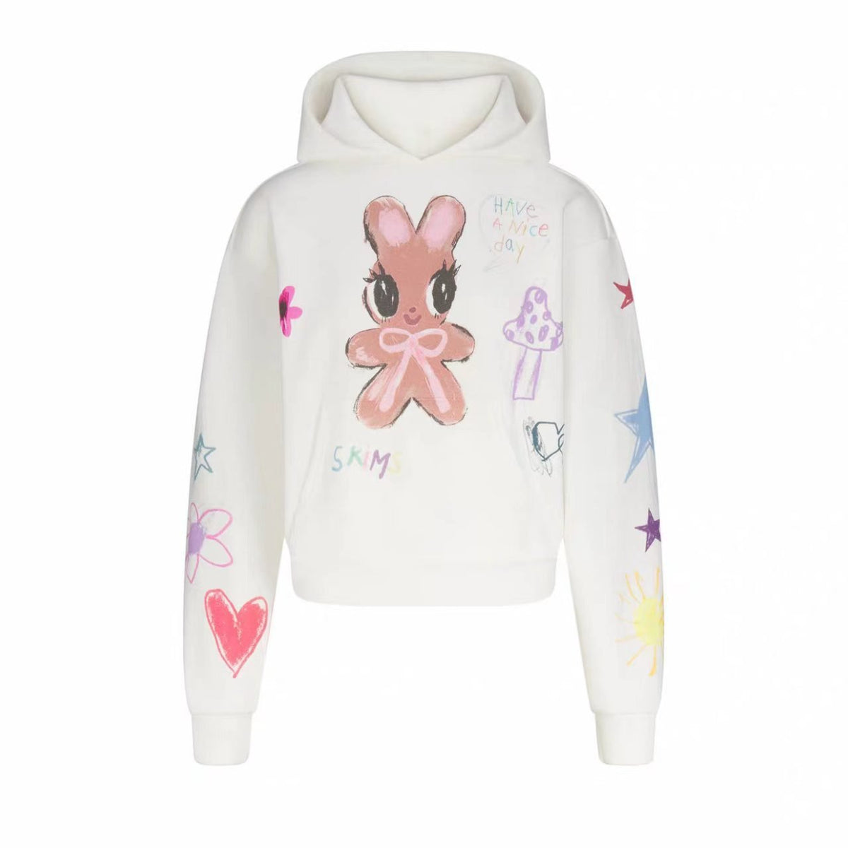 كنزة وبنطال رياضي SKIMS Cotton Fleece برسومات أرنب الغرافيتي - رفعة