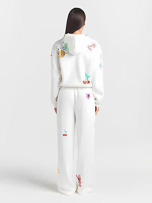 كنزة وبنطال رياضي SKIMS Cotton Fleece برسومات أرنب الغرافيتي - رفعة