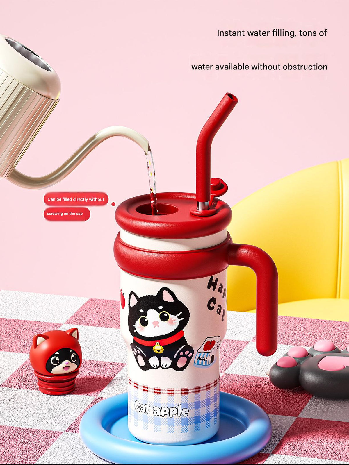 كوب عازل حراري Ceramic Liner سعة 720ML بتصاميم كرتونية لطيفة - رفعة