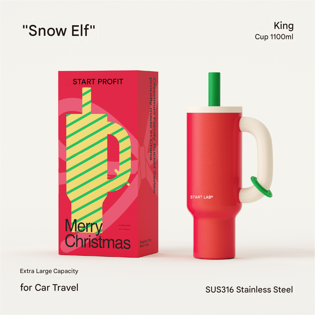 كوب قهوة حافظ للحرارة 1100ml من Stainless Steel بتصميم عصري - رفعة