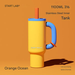 كوب قهوة حافظ للحرارة 1100ml من Stainless Steel بتصميم عصري - رفعة