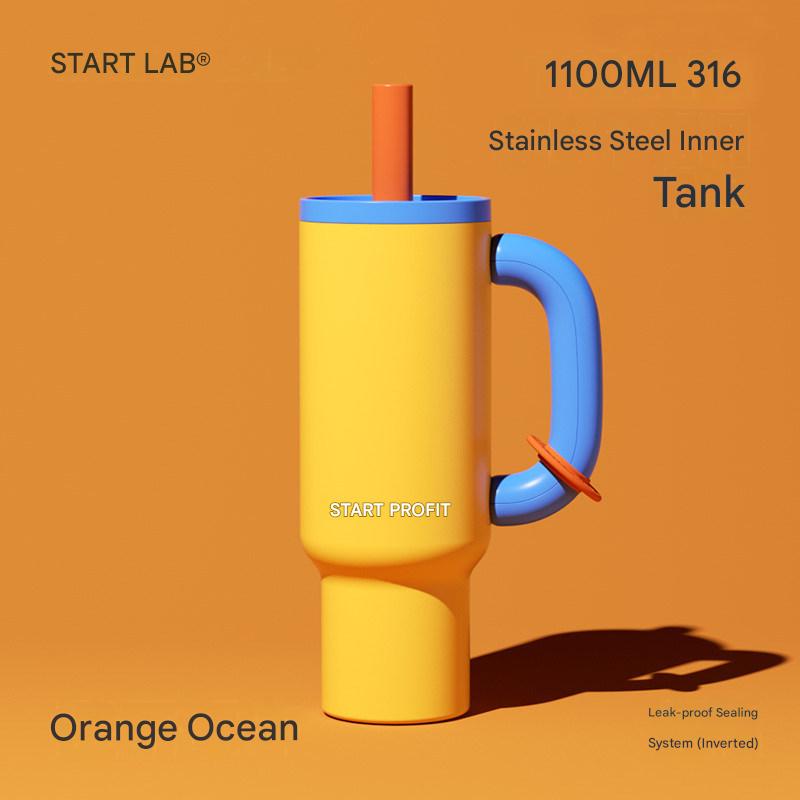 كوب قهوة حافظ للحرارة 1100ml من Stainless Steel بتصميم عصري - رفعة