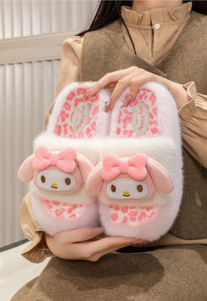 KT Cat Cotton Slippers for Women 2026 New Indoor Home Non-slip Cute Thick-Soled Furry Slippers for Women's Winter Outerwear - رفعة