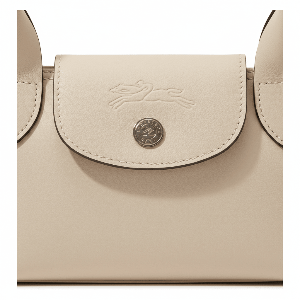 LONGCHAMP Le Pliage Xtra brand logo cowhide long-handled baguette single shoulder bag medium size unisex couple beige