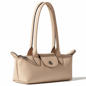 LONGCHAMP Le Pliage Xtra brand logo cowhide long-handled baguette single shoulder bag medium size unisex couple beige
