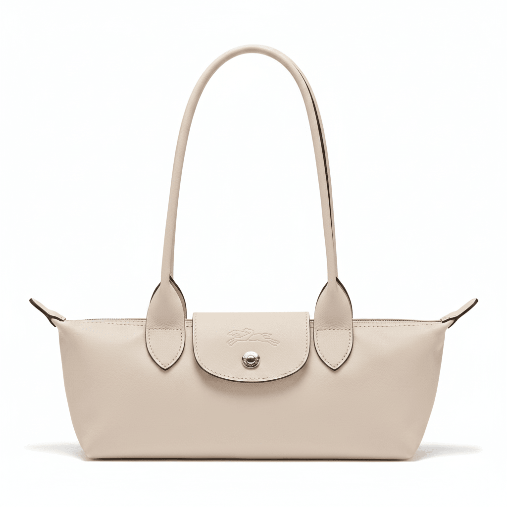 LONGCHAMP Le Pliage Xtra brand logo cowhide long-handled baguette single shoulder bag medium size unisex couple beige - رفعة