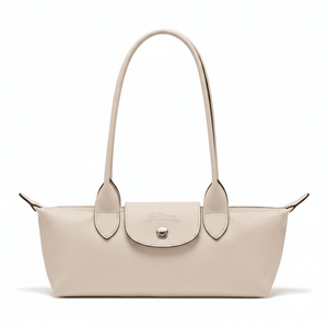 LONGCHAMP Le Pliage Xtra brand logo cowhide long-handled baguette single shoulder bag medium size unisex couple beige - رفعة