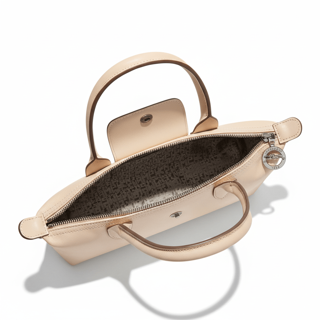 LONGCHAMP Le Pliage Xtra brand logo cowhide long-handled baguette single shoulder bag medium size unisex couple beige