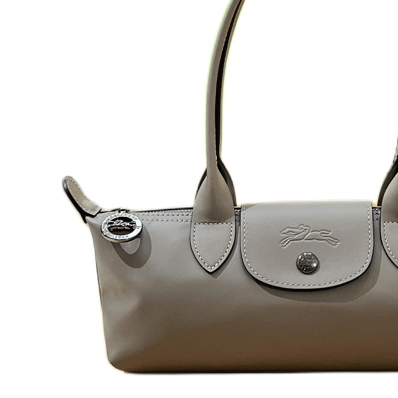 LONGCHAMP Le Pliage Xtra gun-colored metallic accessory cowhide long-handled baguette hand-carry shoulder bag medium size women's dove gray