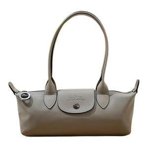 LONGCHAMP Le Pliage Xtra gun-colored metallic accessory cowhide long-handled baguette hand-carry shoulder bag medium size women's dove gray - رفعة