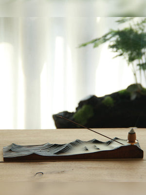 مبخرة خشبية فاخرة بتصميم الجبال | Wooden Incense Burner - رفعة