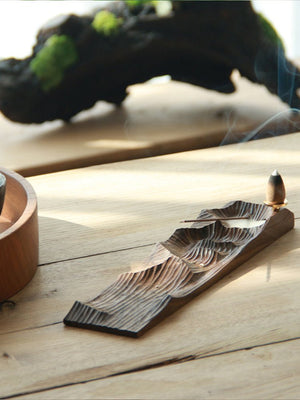 مبخرة خشبية فاخرة بتصميم الجبال | Wooden Incense Burner - رفعة