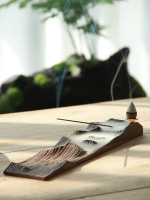 مبخرة خشبية فاخرة بتصميم الجبال | Wooden Incense Burner - رفعة