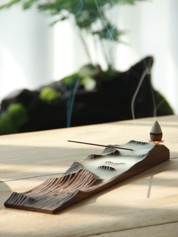 مبخرة خشبية فاخرة بتصميم الجبال | Wooden Incense Burner - رفعة