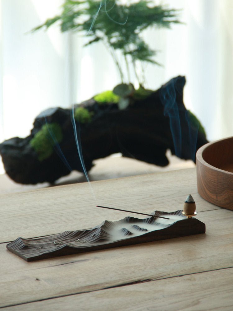 مبخرة خشبية فاخرة بتصميم الجبال | Wooden Incense Burner - رفعة