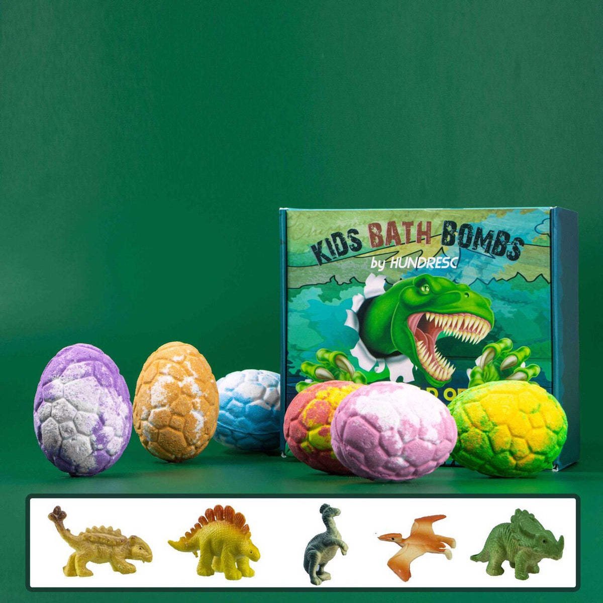 مجموعة Bath Bombs للأطفال بتصميم بيض الديناصور مع ألعاب مفاجئة - رفعة