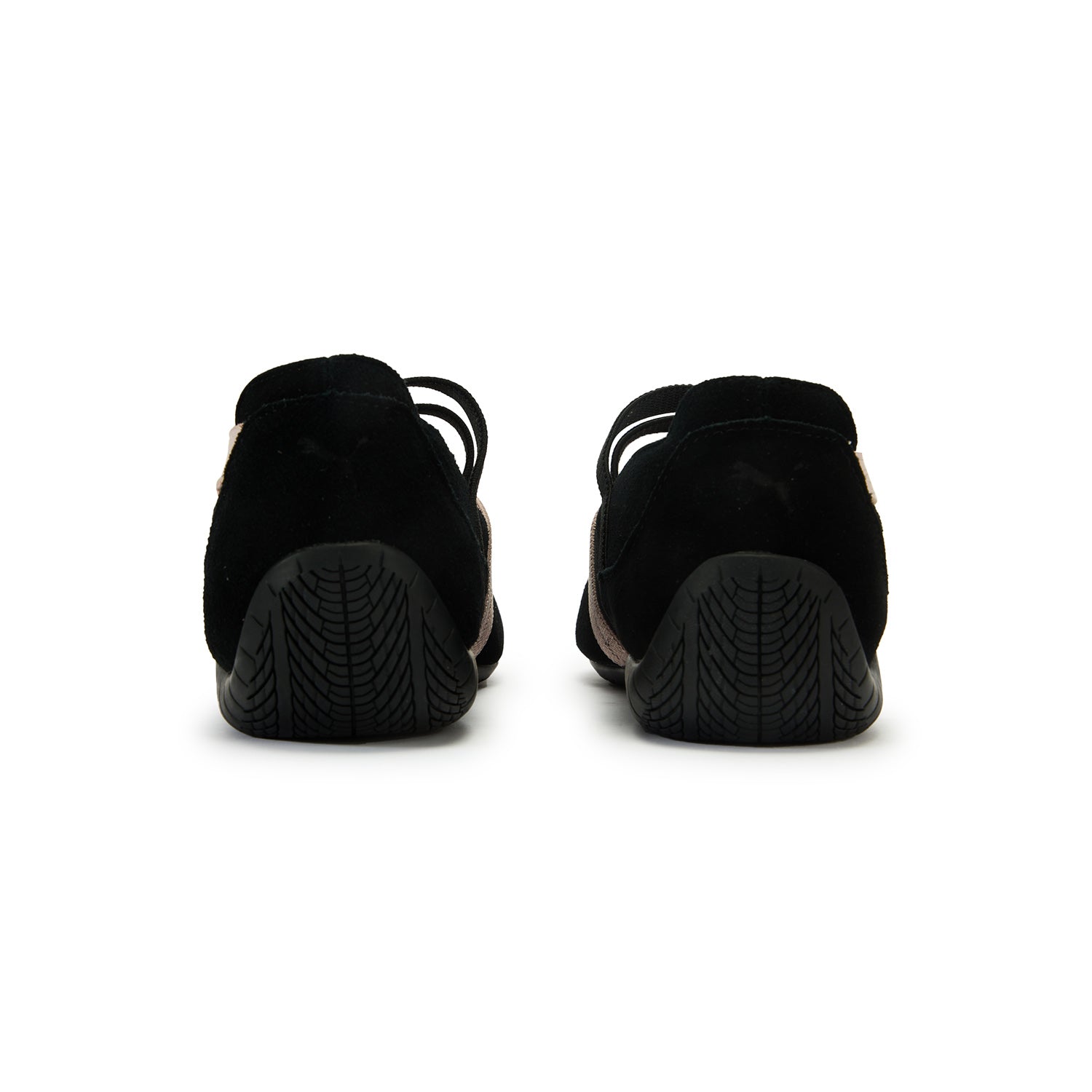 Puma Speedcat Ballet black pink footwear back view showing heel construction and profile.
