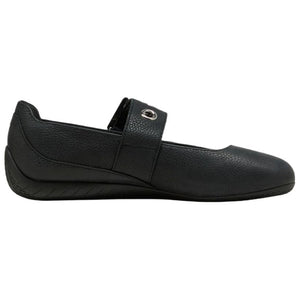 Puma Speedcat Ballet Strap black women shoes profile view showing buckle strap design.