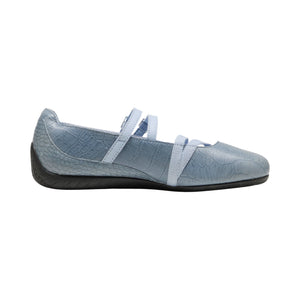 Puma Speedcat Ballet Strap black women shoes profile view showing buckle strap design.