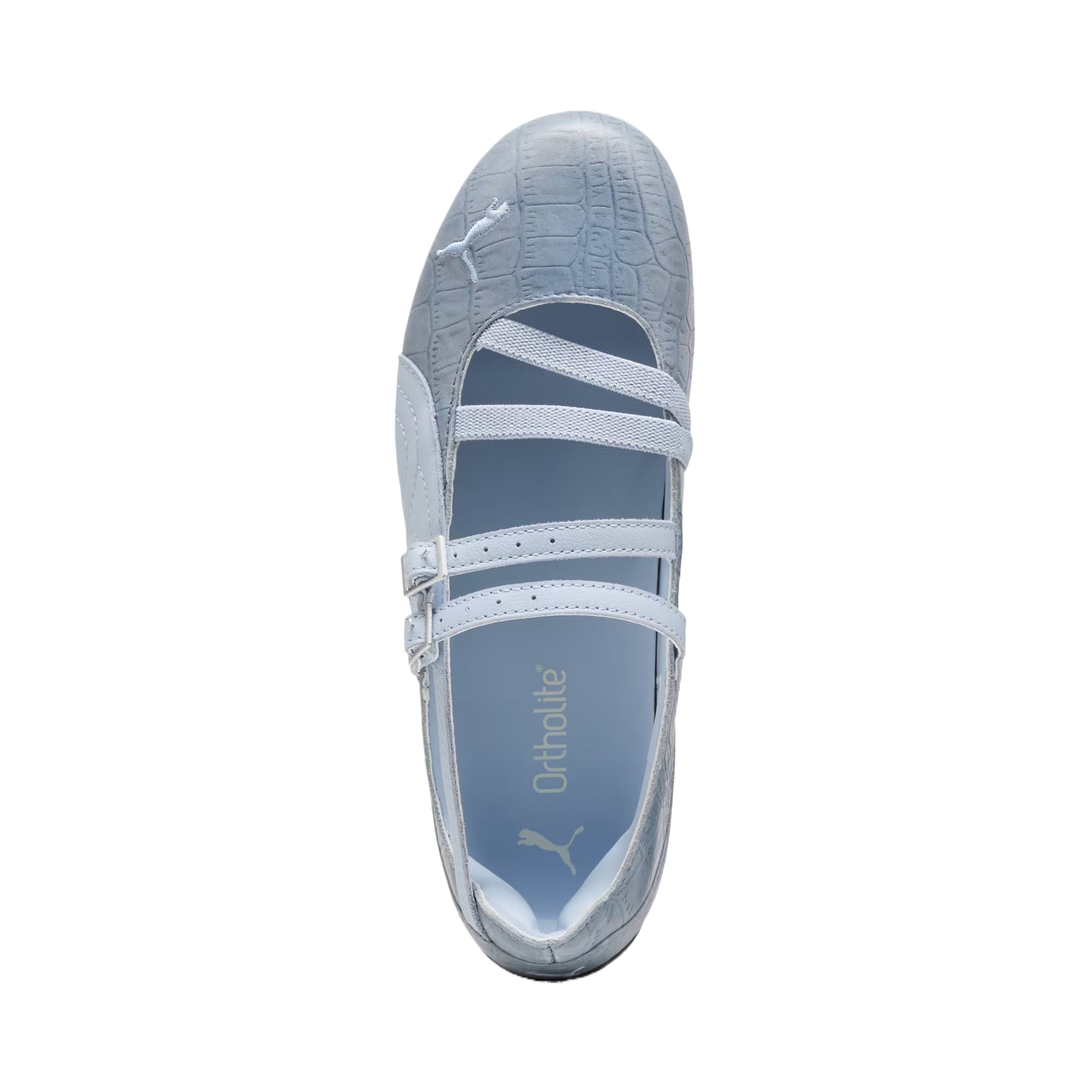 Puma Speedcat Ballet Strap black shoes back view showing heel construction and details.