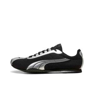 Puma Speedcat black silver mesh shoes side view displaying metallic formstrip design.