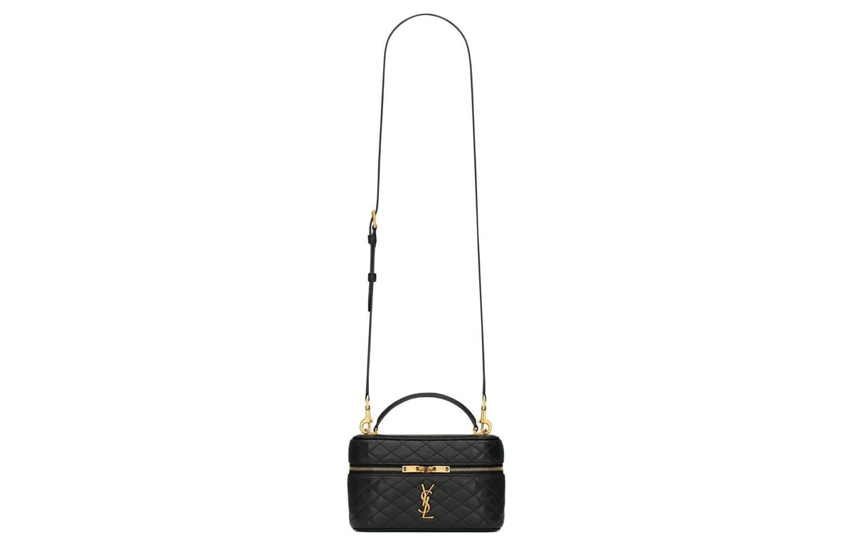 SAINT LAURENT GABY black سان لوران حقيبة مستحضرات تجميل غابي جلد ماعز.