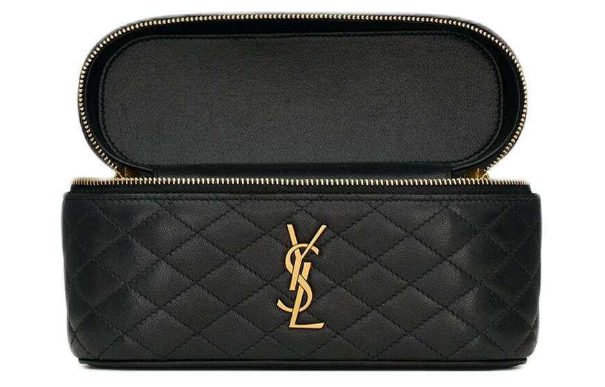 SAINT LAURENT GABY black سان لوران حقيبة مستحضرات تجميل غابي جلد ماعز.