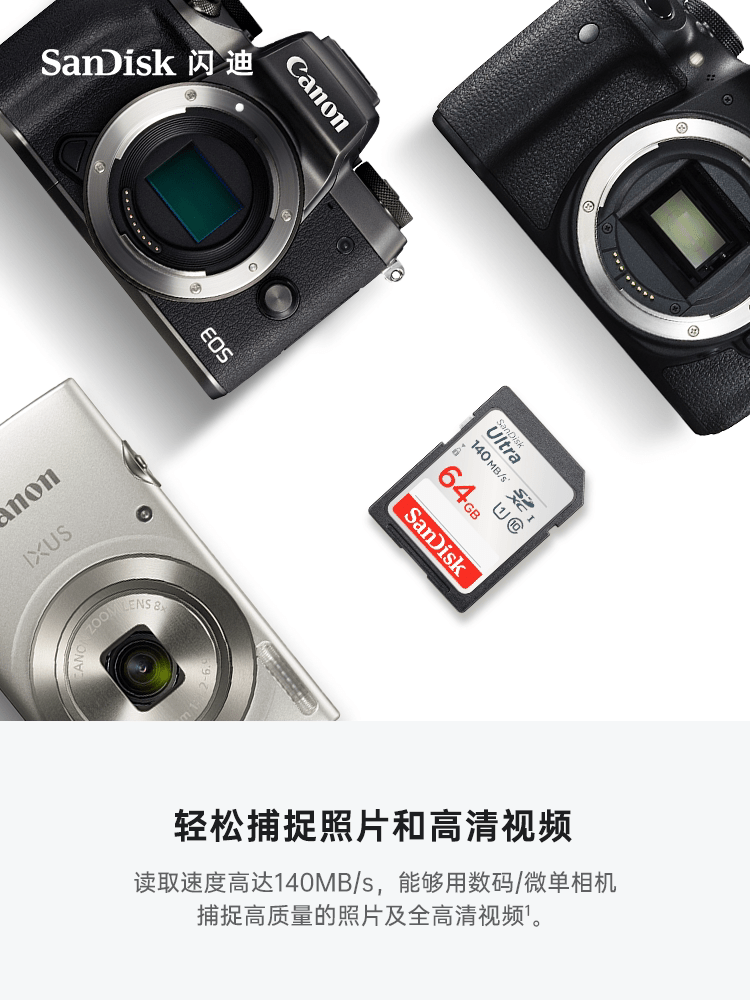 SanDisk SD Memory Camera  Canon  High Speed Large Card 128G.