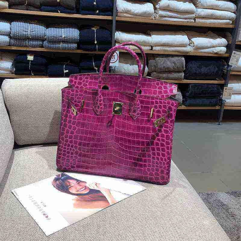شنطة Birkin نسائية فاخرة بنقشة جلد التمساح  – جودة صينية عالية.
