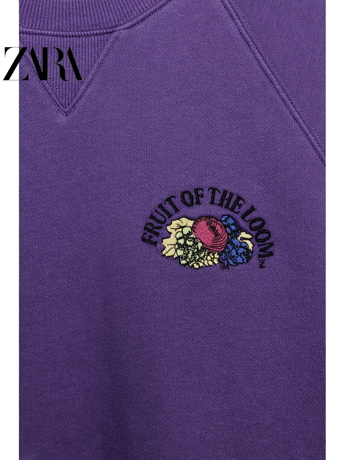 سويت شيرت Zara بنفسجي Fruit of the Loom مريح - رفعة
