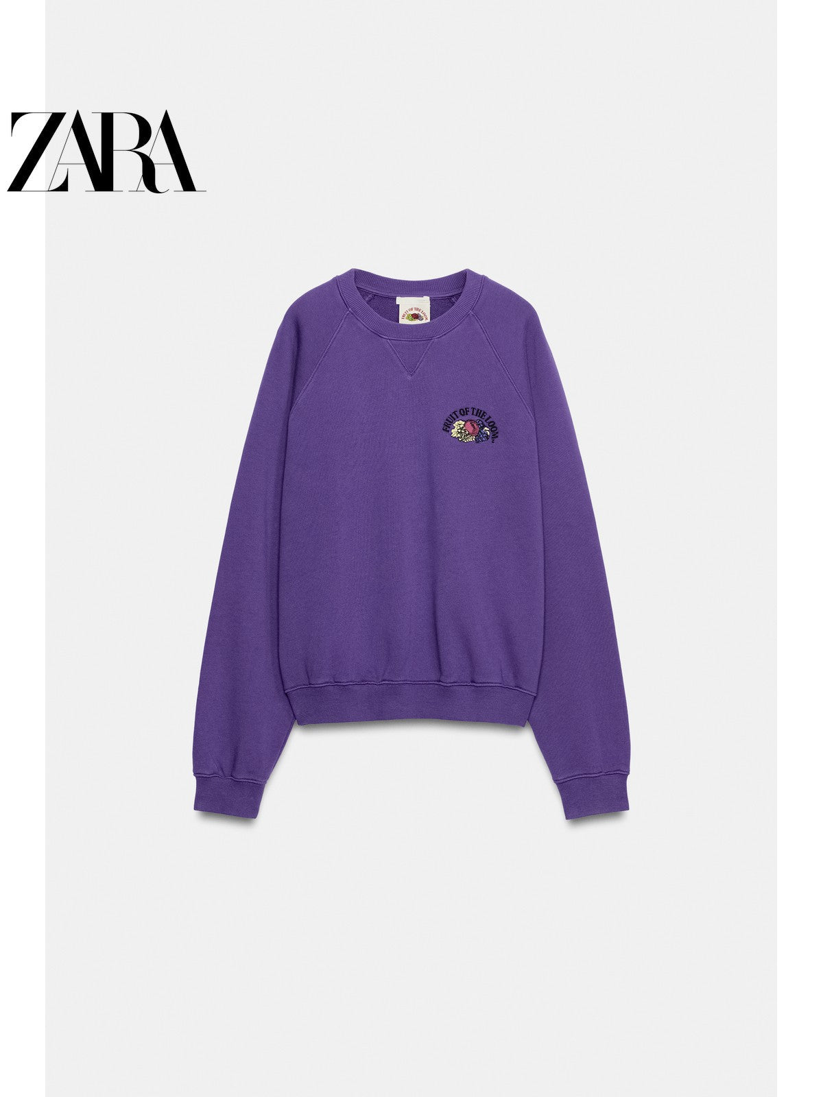 سويت شيرت Zara بنفسجي Fruit of the Loom مريح - رفعة