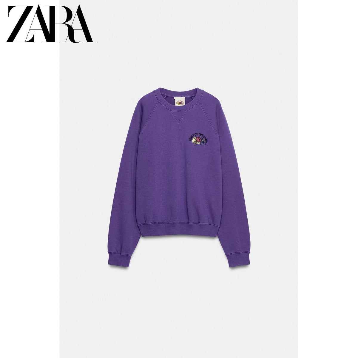 سويت شيرت Zara بنفسجي Fruit of the Loom مريح - رفعة