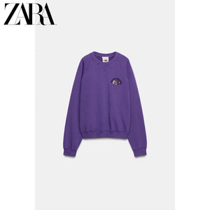 سويت شيرت Zara بنفسجي Fruit of the Loom مريح - رفعة