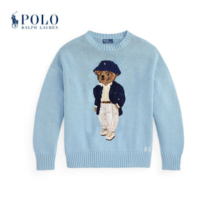 سويتر رالف لورين نسائي أزرق بقصة واسعة من خط Polo Bear