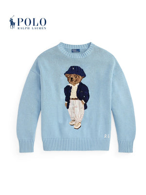 كنزة رالف لورين النسائية القطنية المحبوكة من خط Polo Bear