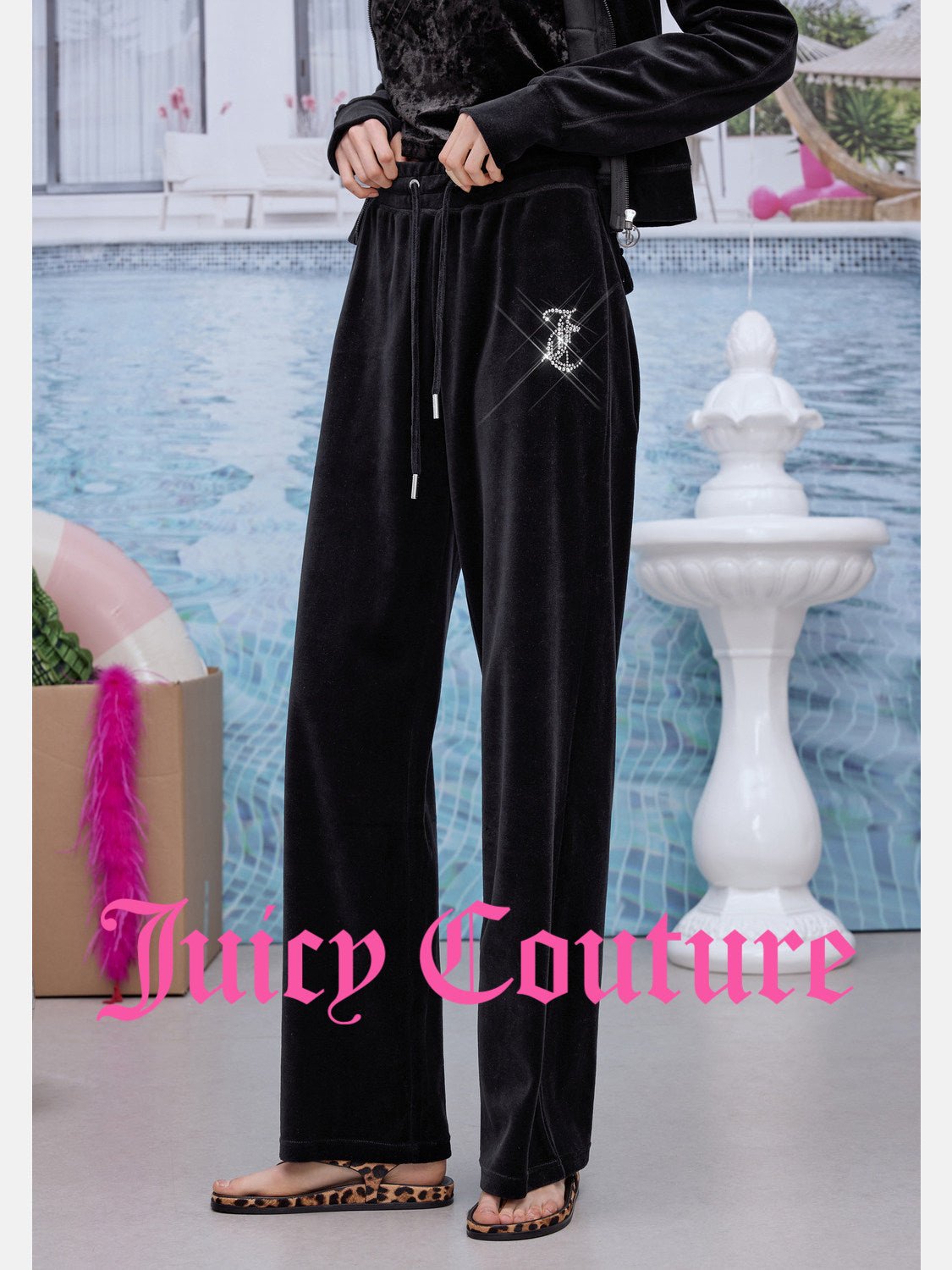 سروال نسائي طويل من المخمل القطني Juicy Couture - رفعة