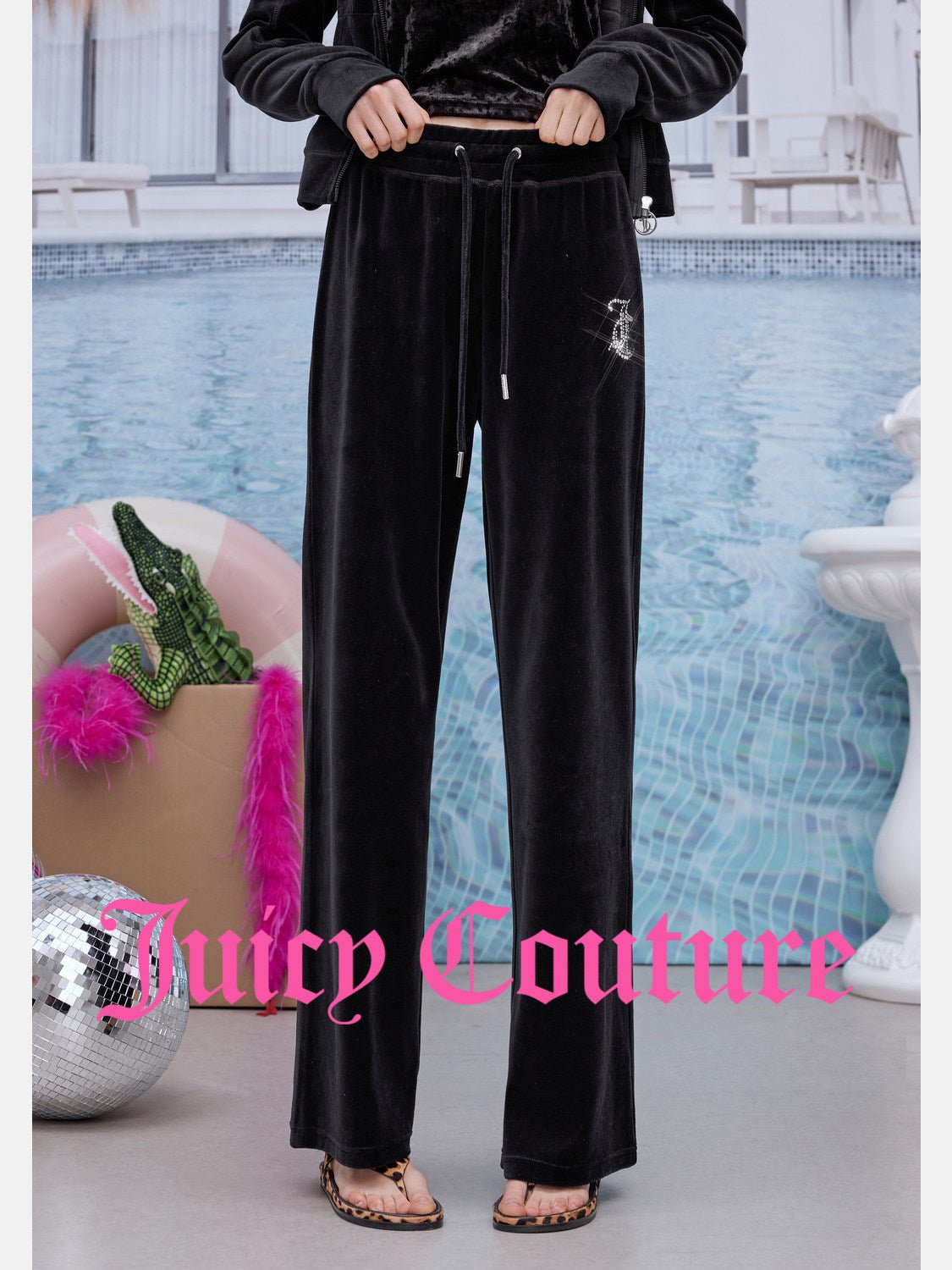 سروال نسائي طويل من المخمل القطني Juicy Couture - رفعة