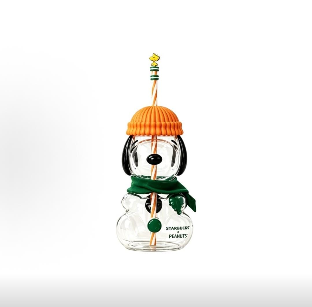Starbucks x Snoopy Glass Cup - Cute PEANUTS Home Straw Cup - رفعة