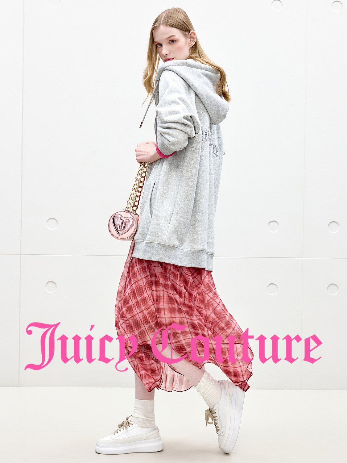 سترة نسائية مبطنة طويلة بقبعة وسحاب Juicy Couture - رفعة