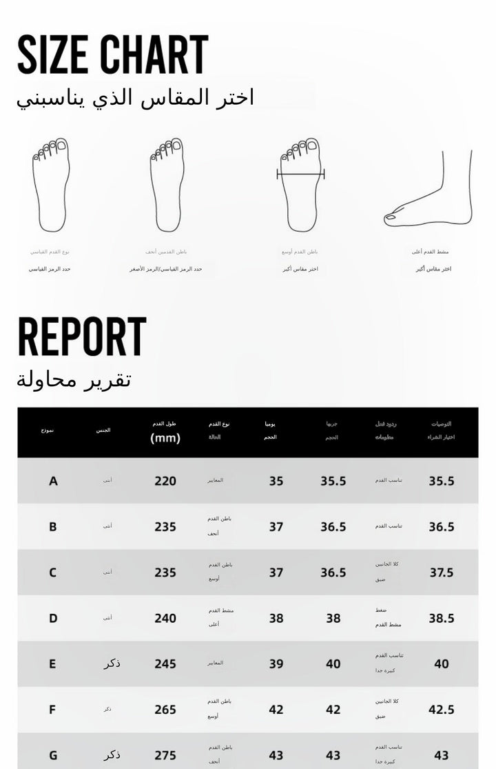 Nike Initiator size chart and measurement report for shoe selection.