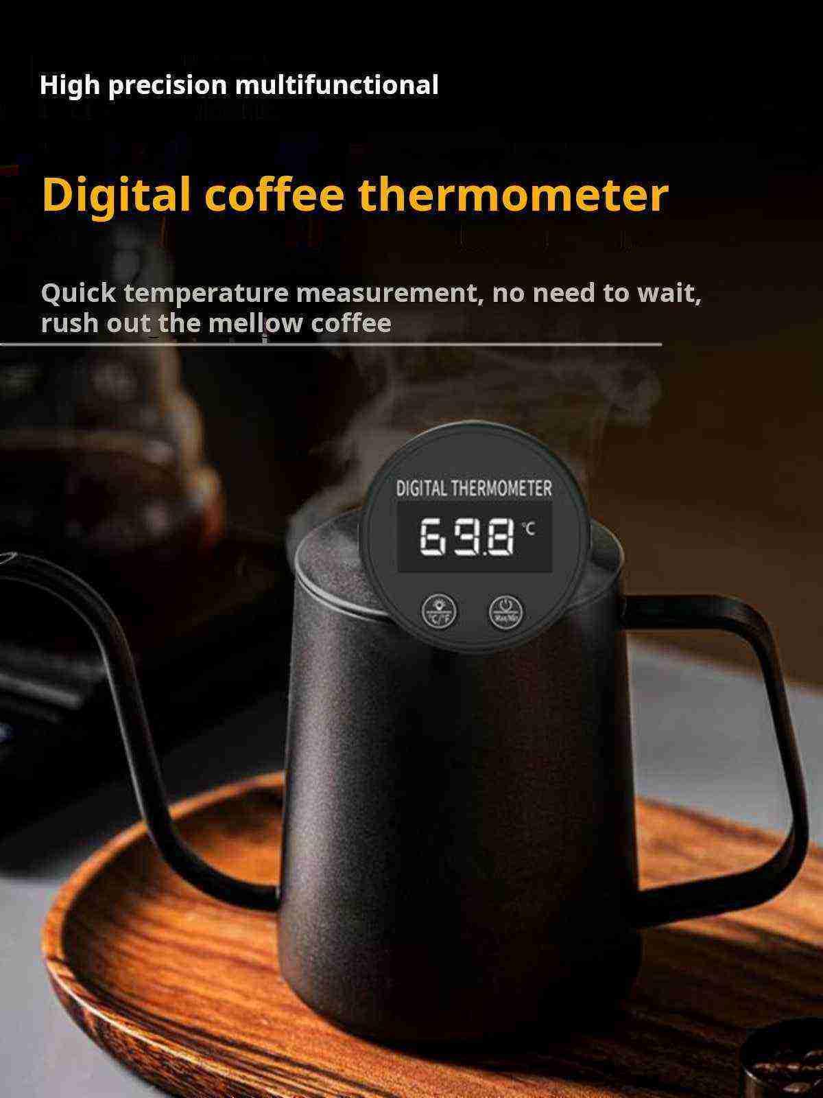 مقياس حرارة Digital Thermometer للقهوة والحليب أسود.