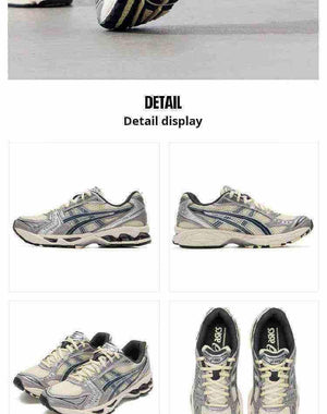 حذاء Asics Gel-Kayano 14 رياضي مريح بلون فضي وبيج.