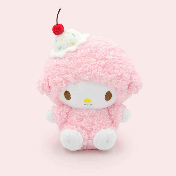 MY Sweet Piano Sanrio plush toy with cute pink furry design, ideal for bag decoration or gift.