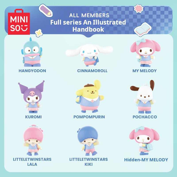 MINISO سلسلة Blind Box لشخصيات سانريو "العودة للمدرسة" تضم 9 دمى لطيفة منها نسخة نادرة مخفية.