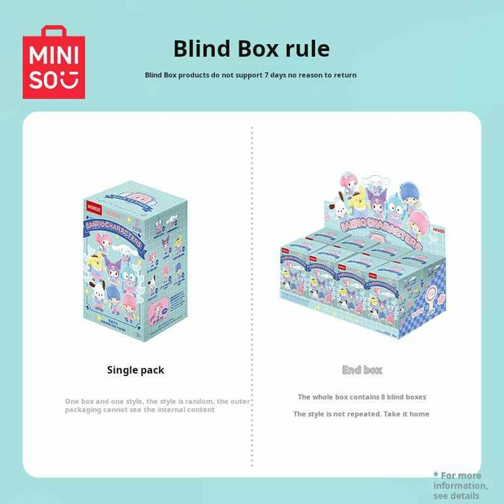 MINISO سلسلة Blind Box شخصيات سانريو العودة للمدرسة، دمى مفاجآت صغيرة بجودة عالية.