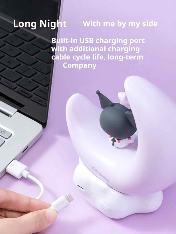 MINISO Sanrio LED night light with USB charging and 3D moon design.