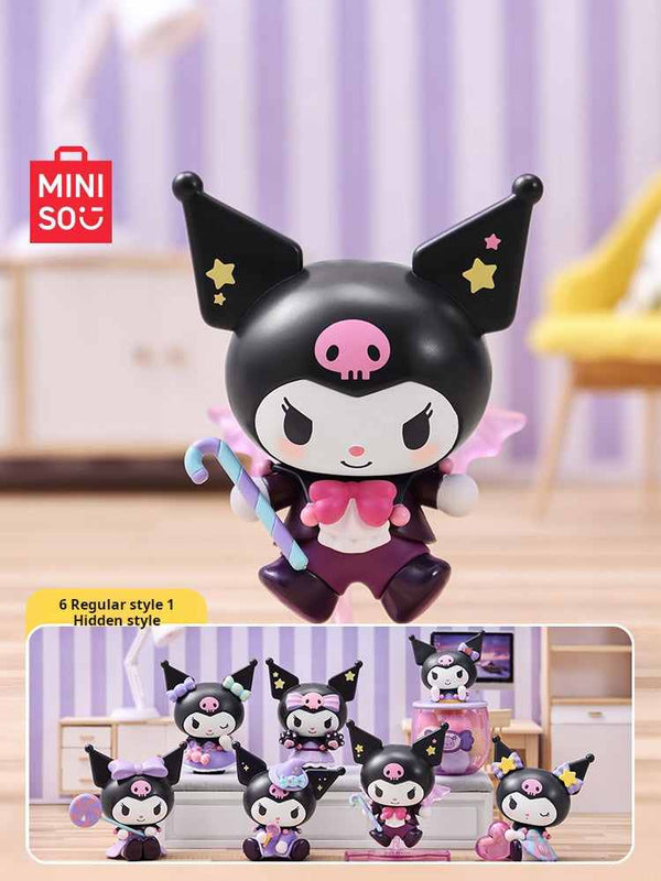 مجسمات Miniso "Kuromi Trick-or-Treat" مع عرض النمط المخفي وتصاميم متنوعة.