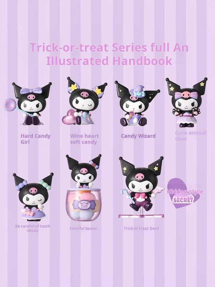 مجسمات "Kuromi Trick-or-Treat" من ميني سو بتصاميم متنوعة بما في ذلك Candy Wizard وTrick or Treat Devil.