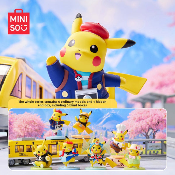 MINISO Blind Box Pikachu series with unique styles including chef, tourist, and rare opera.