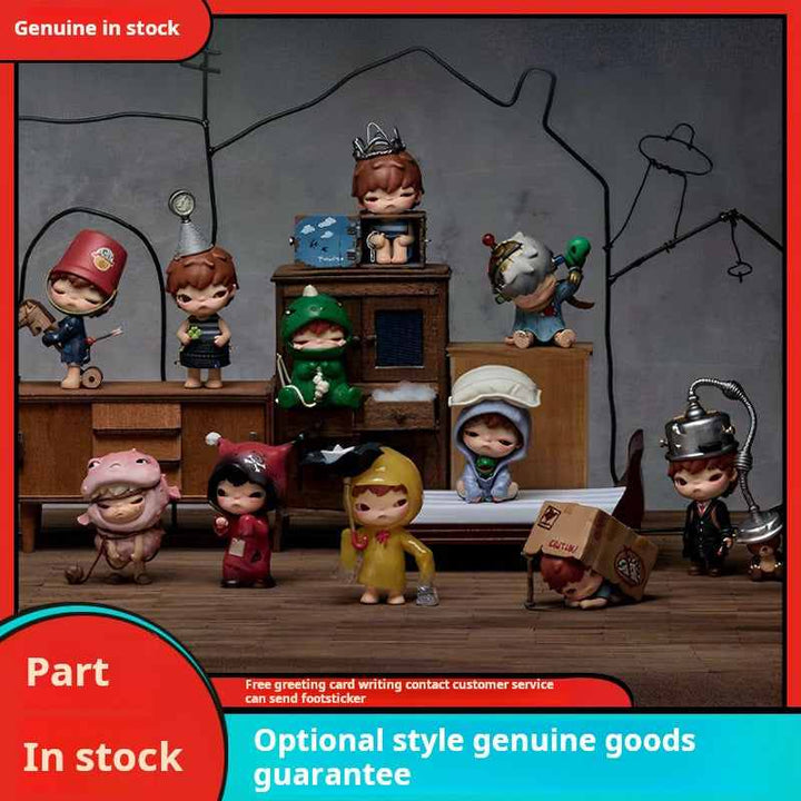 POPMART Hirono Echo Series figurines in colorful, imaginative designs displayed in a creative setting.
